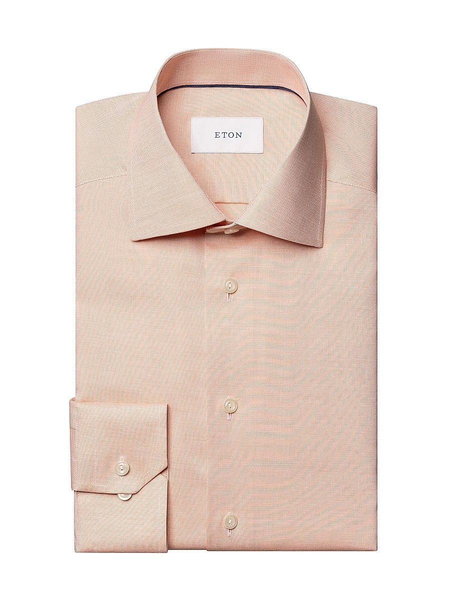 Men's Solid Cotton Slim-Fit Oxford Shirt - Orange - Size 17.5