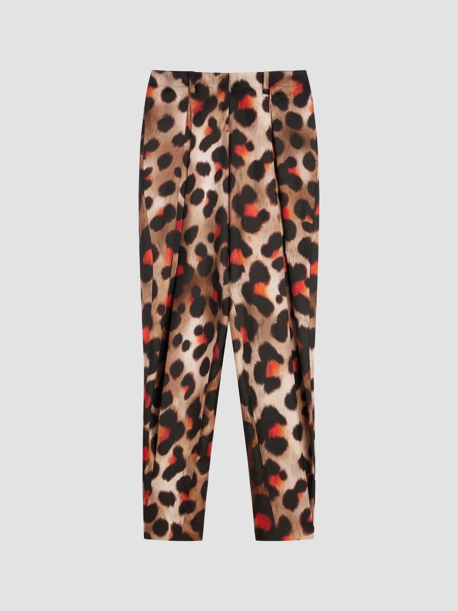 Givenchy Women's Pinch Pants in Silk with Leopard Print - Brown Multi - Size 10