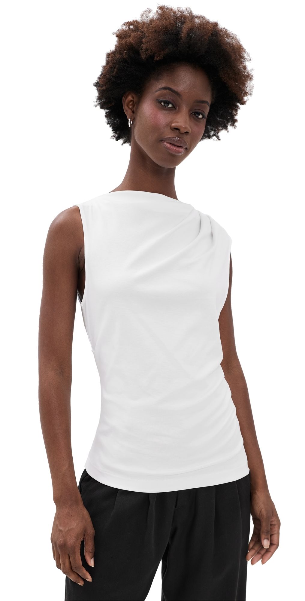 Vince Sleeveless Draped Top Optic White L