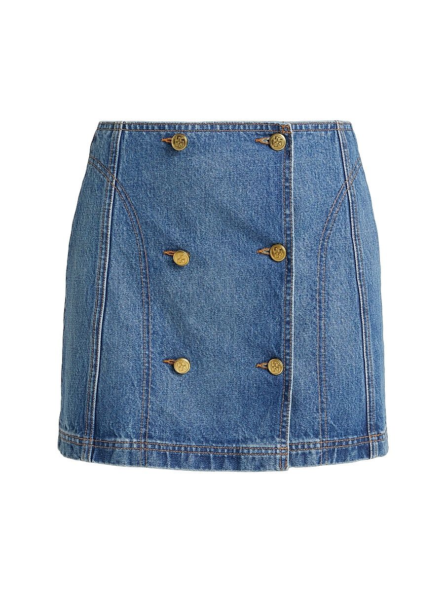 Women's Clara Denim Button-Front Wrap Miniskirt - Danube - Size 12