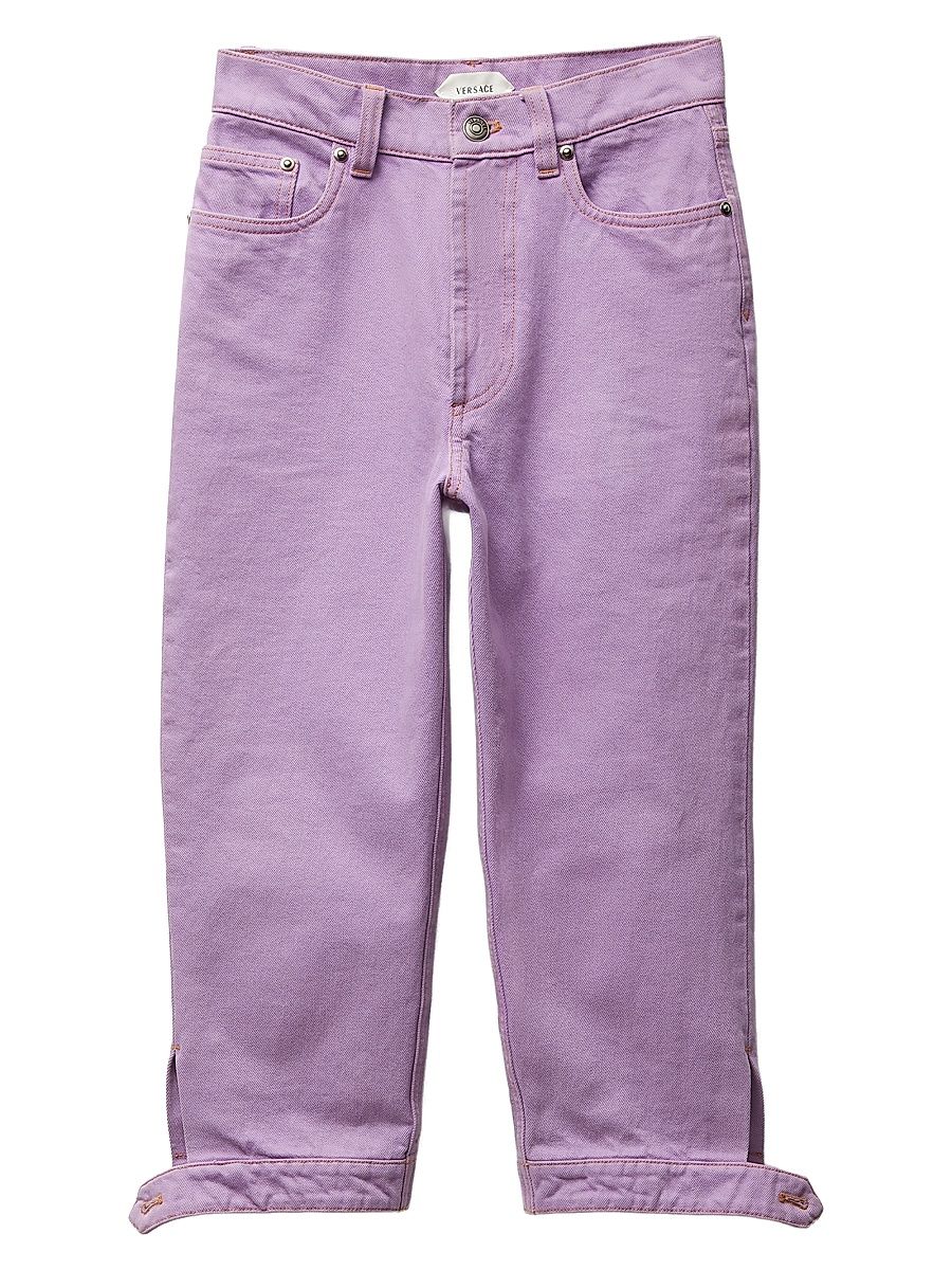 Women's Buttoned-Cuff Crop Jeans - Lilac Arch - Size 27