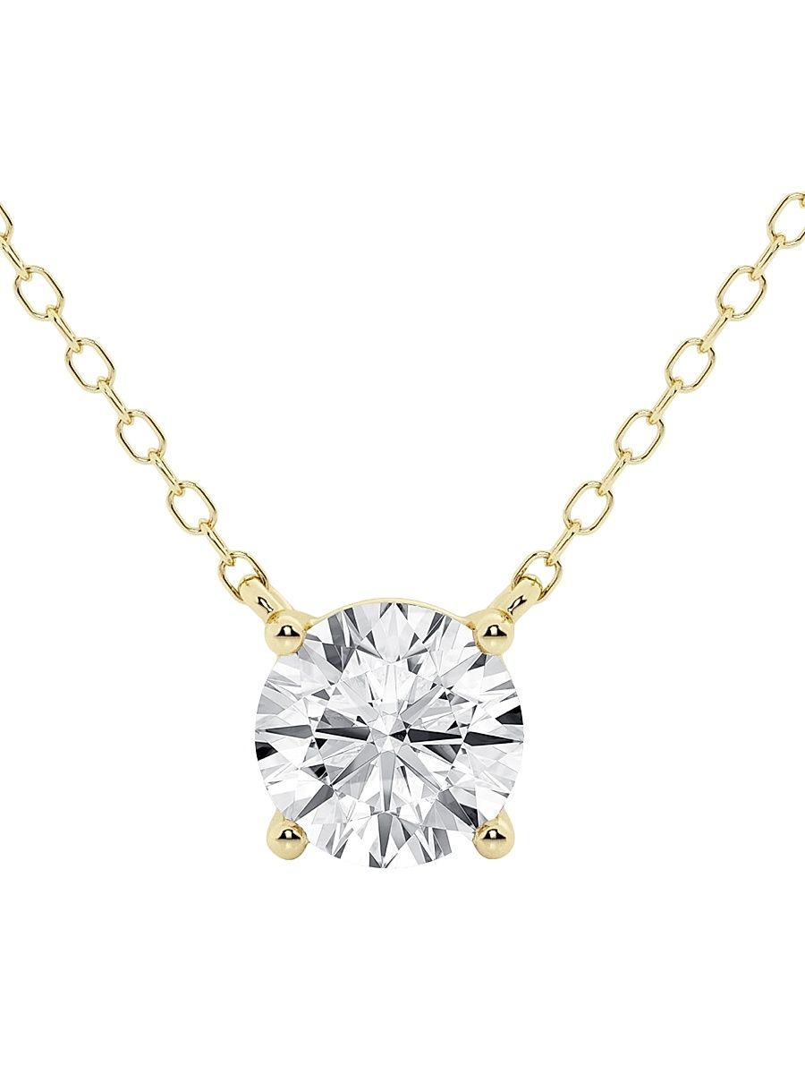 Women's 14K Gold & Diamond Solitaire Pendant Necklace/0.50-6.00 TCW - Yellow Gold - Size 0.75