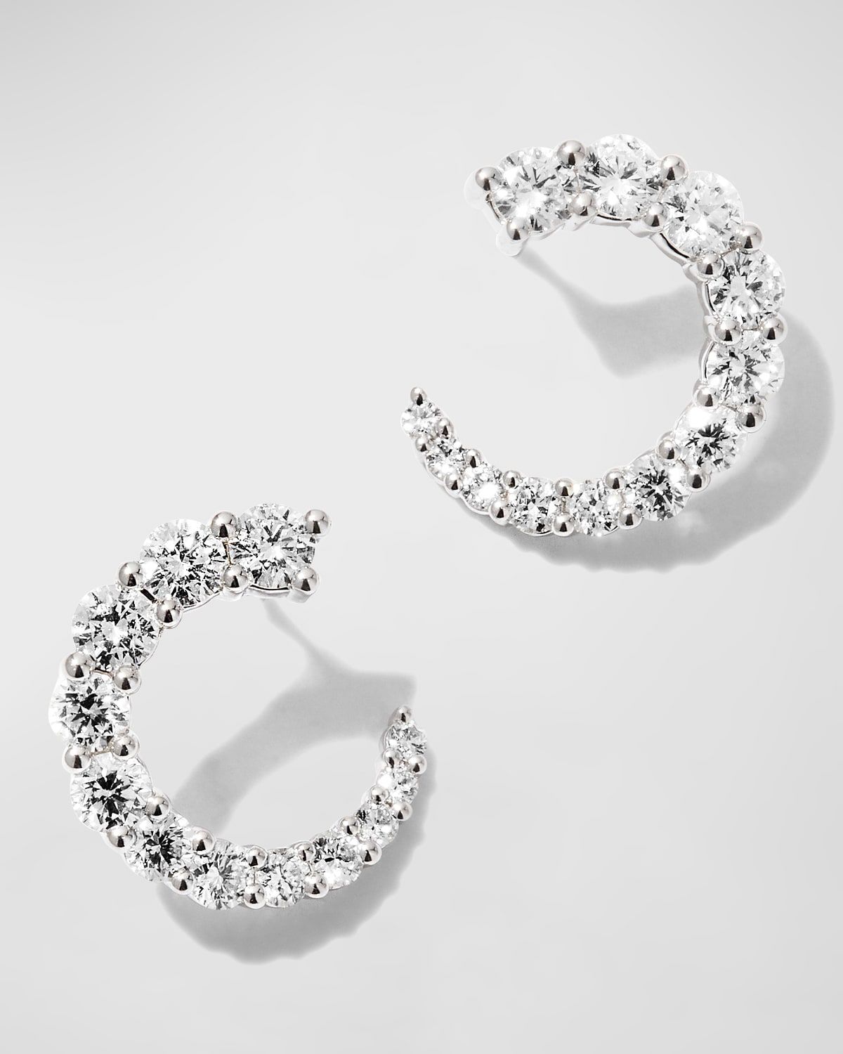 White Gold Graduating Diamond Earrings, 0.70-0.78tcw