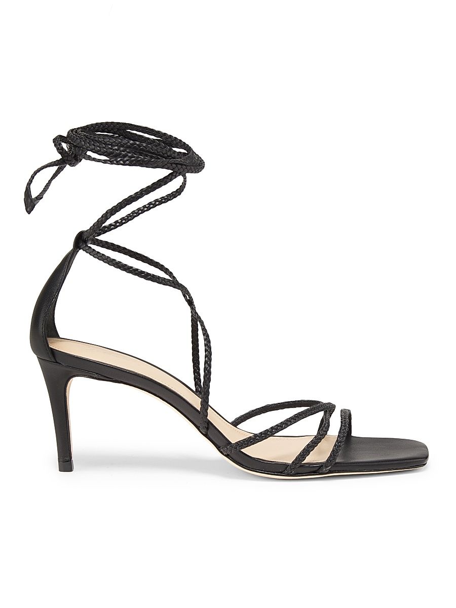 Women's 70MM Braided Leather Sandals - Black - Size 12