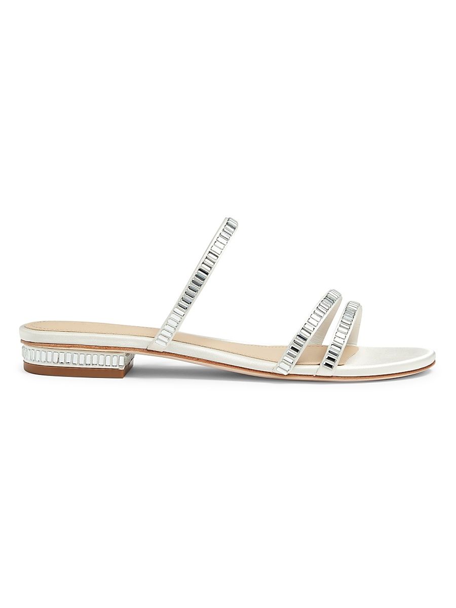Women's Crystal-Embellished Sandals - White - Size 6.5