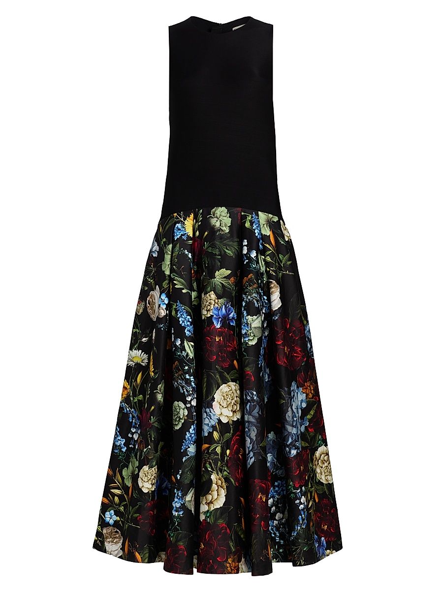 Women's Adley Floral Drop-Waist Maxi Dress - Social Hour Black - Size 10
