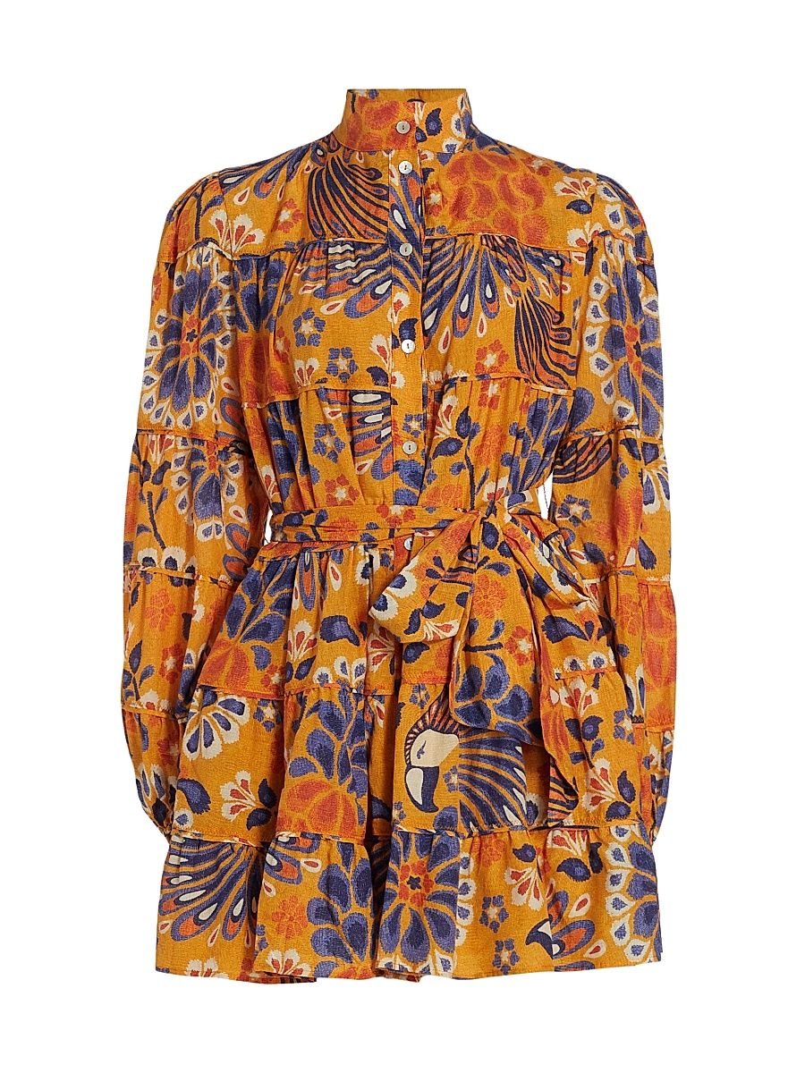 Women's Pineapple Flowers Yellow Minidress - Yellow - Size Large