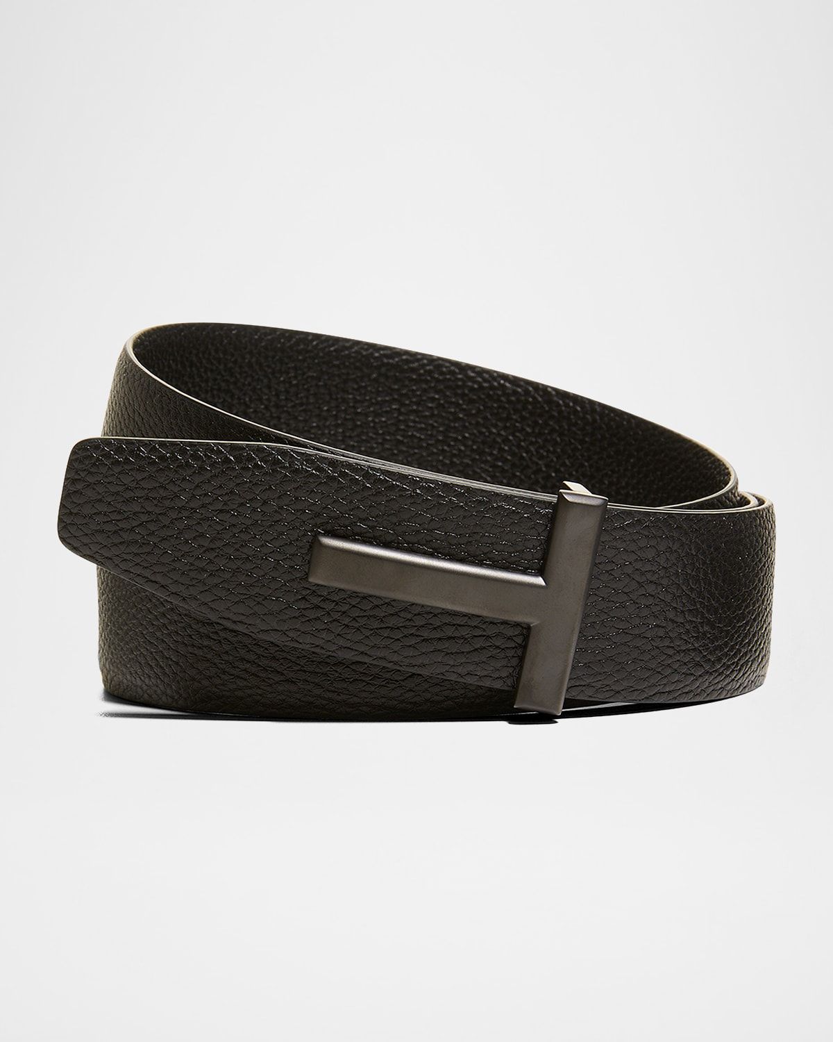 Men & apos;s Reversible T-Buckle Leather Belt, 40mm