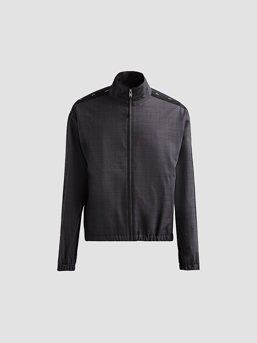 Men's Tonal-Pattern Wool-Blend Track Jacket - Violet - Size 46