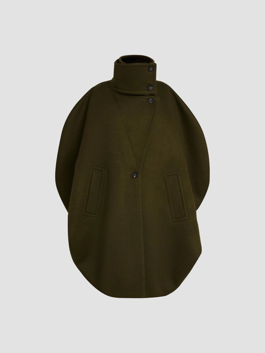 FERRAGAMO Women's Wool-Cashmere Single-Breasted Coat - Olive Mela - Size Large