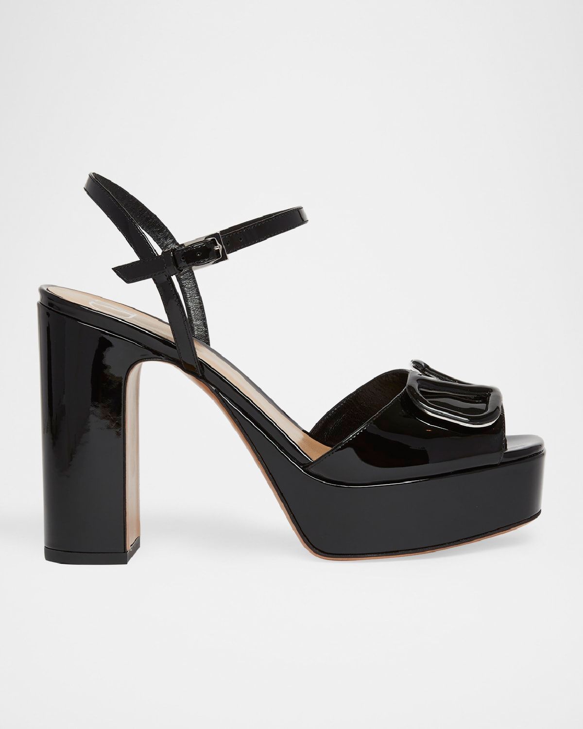VLogo Patent Ankle-Strap Platform Sandals