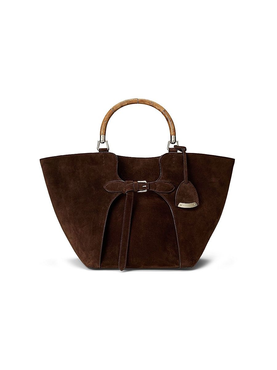 Women's Buckle-Detailed Suede Tote Bag - Mocha
