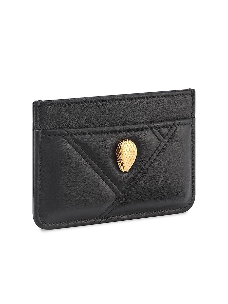 Women's Serpenti Quilted Leather Card Holder - Black
