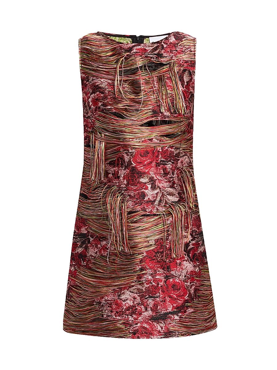 Women's Tapestry Jacquard Fringed Dress - Size 6