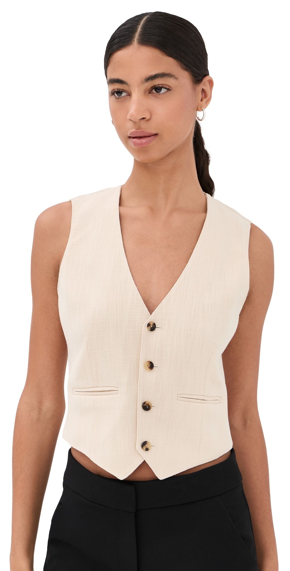 WARDROBE. NYC Spring Vest Cream XS