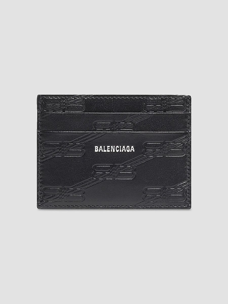 Balenciaga Men's Embossed Monogram Card Case Box - Black
