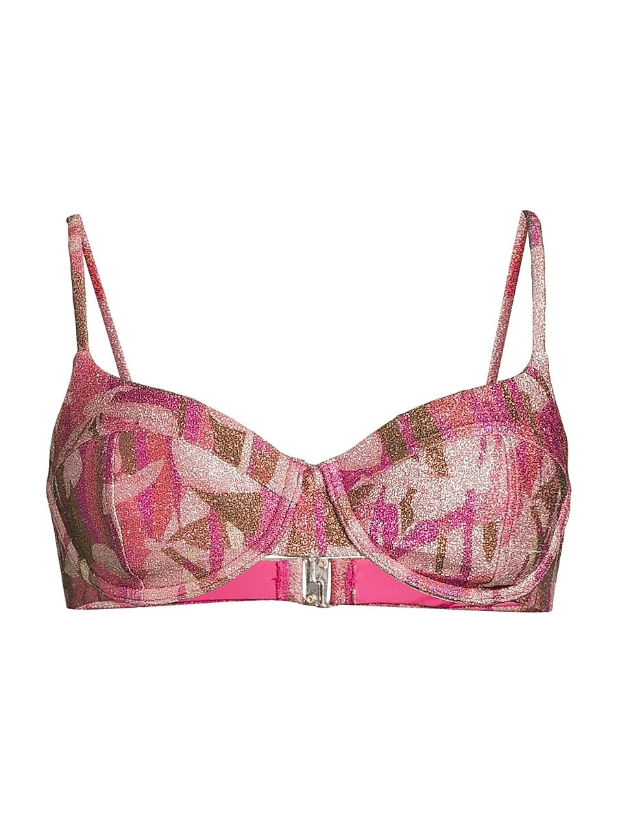 Women's Sparkle Mona Printed Bikini Top - Perfect Pink Sparkle - Size XL