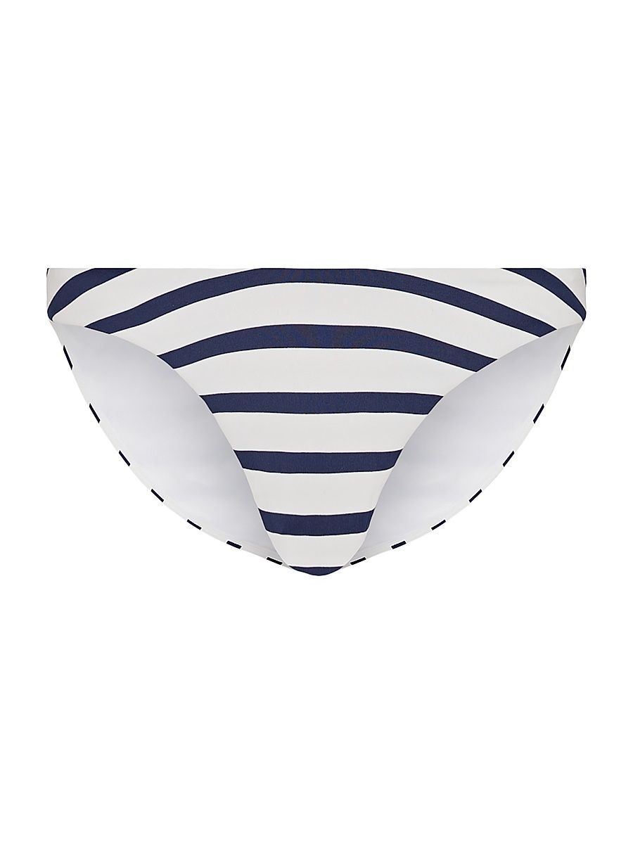 Women's Margot Striped Bikini Bottom - White Multi - Size Medium