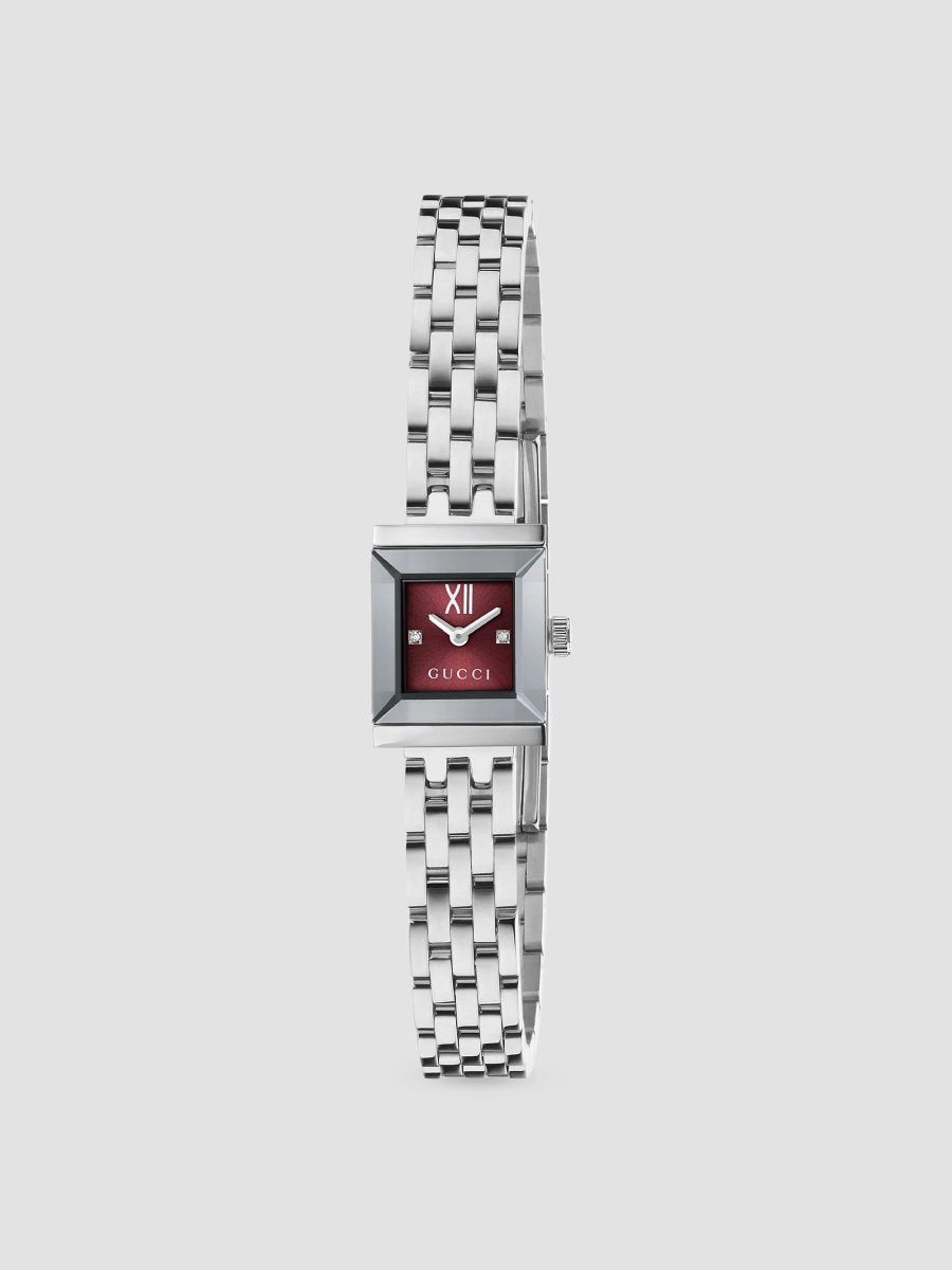 Gucci Women's G-Frame Stainless Steel & 0.005 TCW Diamond Bracelet Watch/14MM x 18MM - Red Burgundy Steel