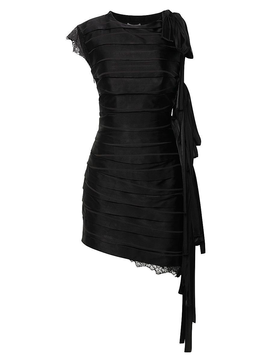 Women's Karmen Burnout Satin Bow Minidress - Black - Size 12