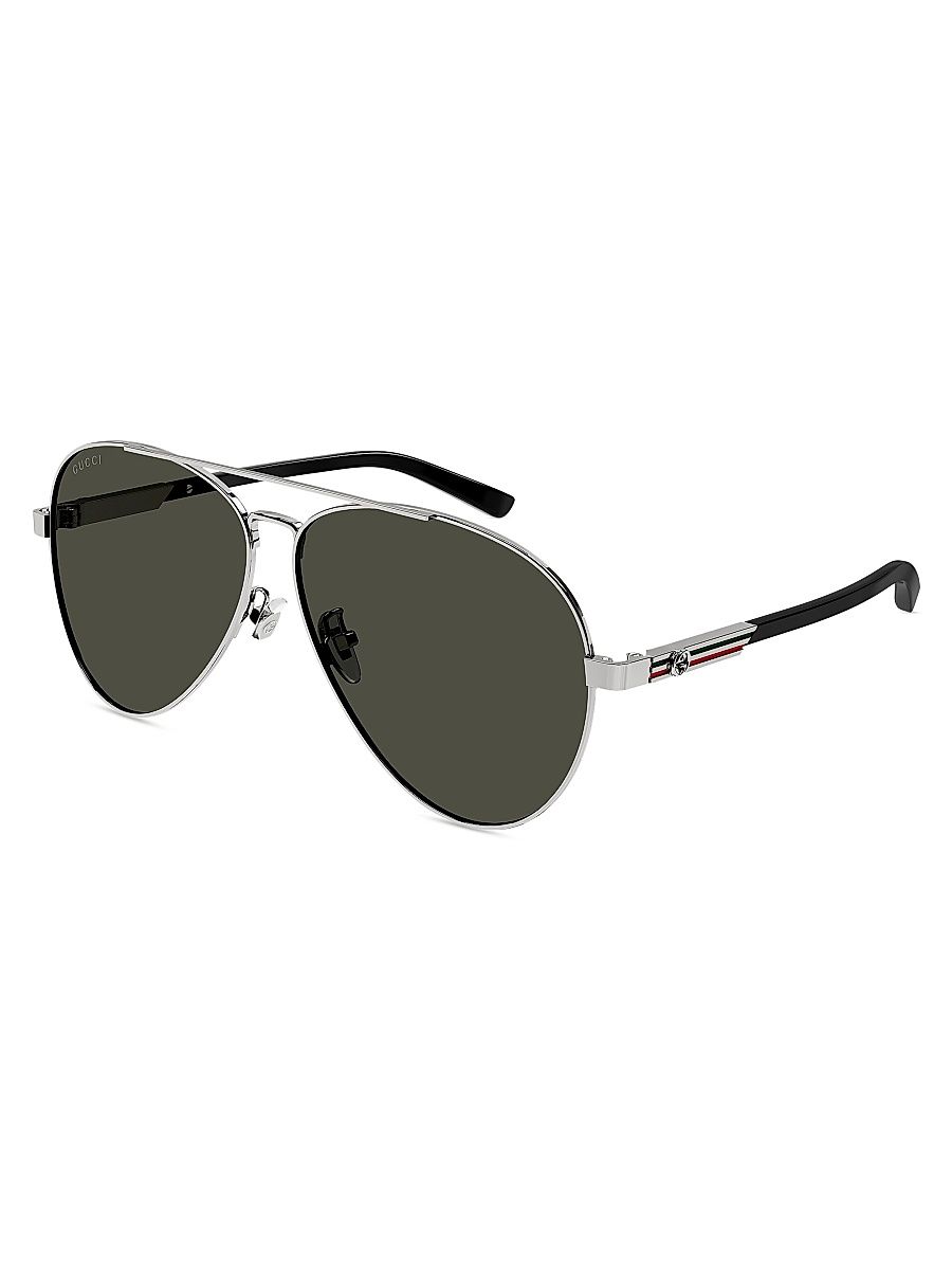 Men's Archive Details 61MM Metal Pilot Sunglasses - Ruthenium
