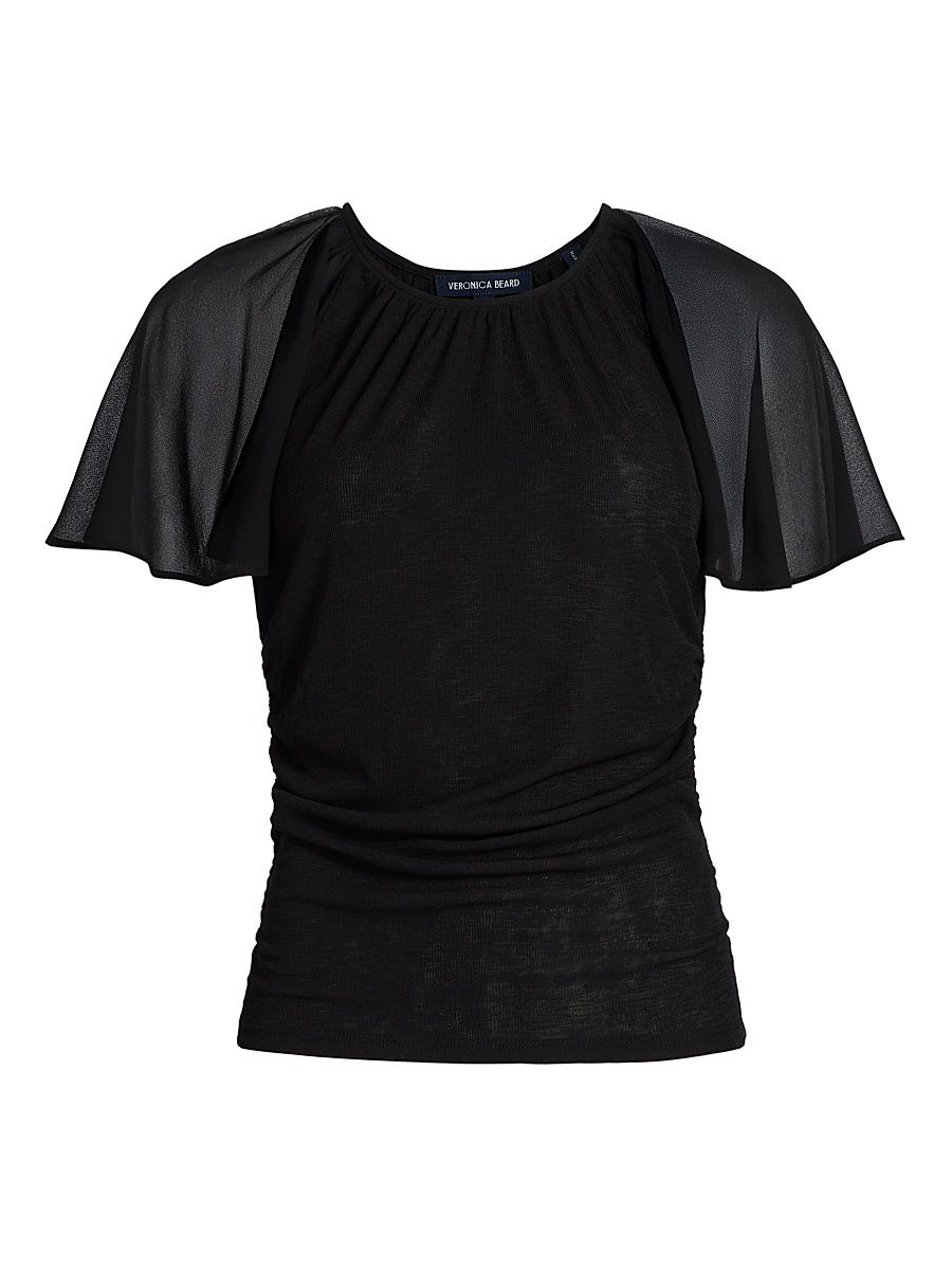 Women's Arisa Mixed Media Top - Black - Size XL