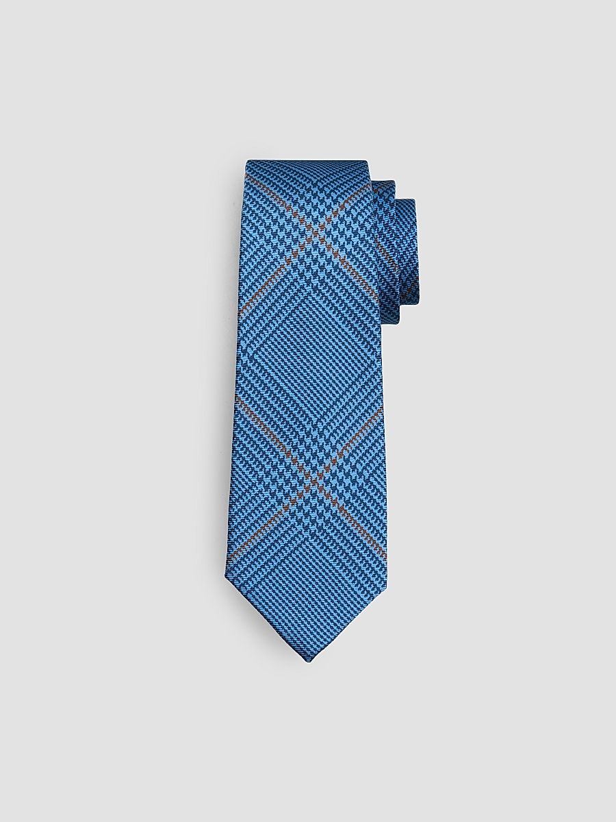 Men's Glen Plaid Silk Tie - Blue