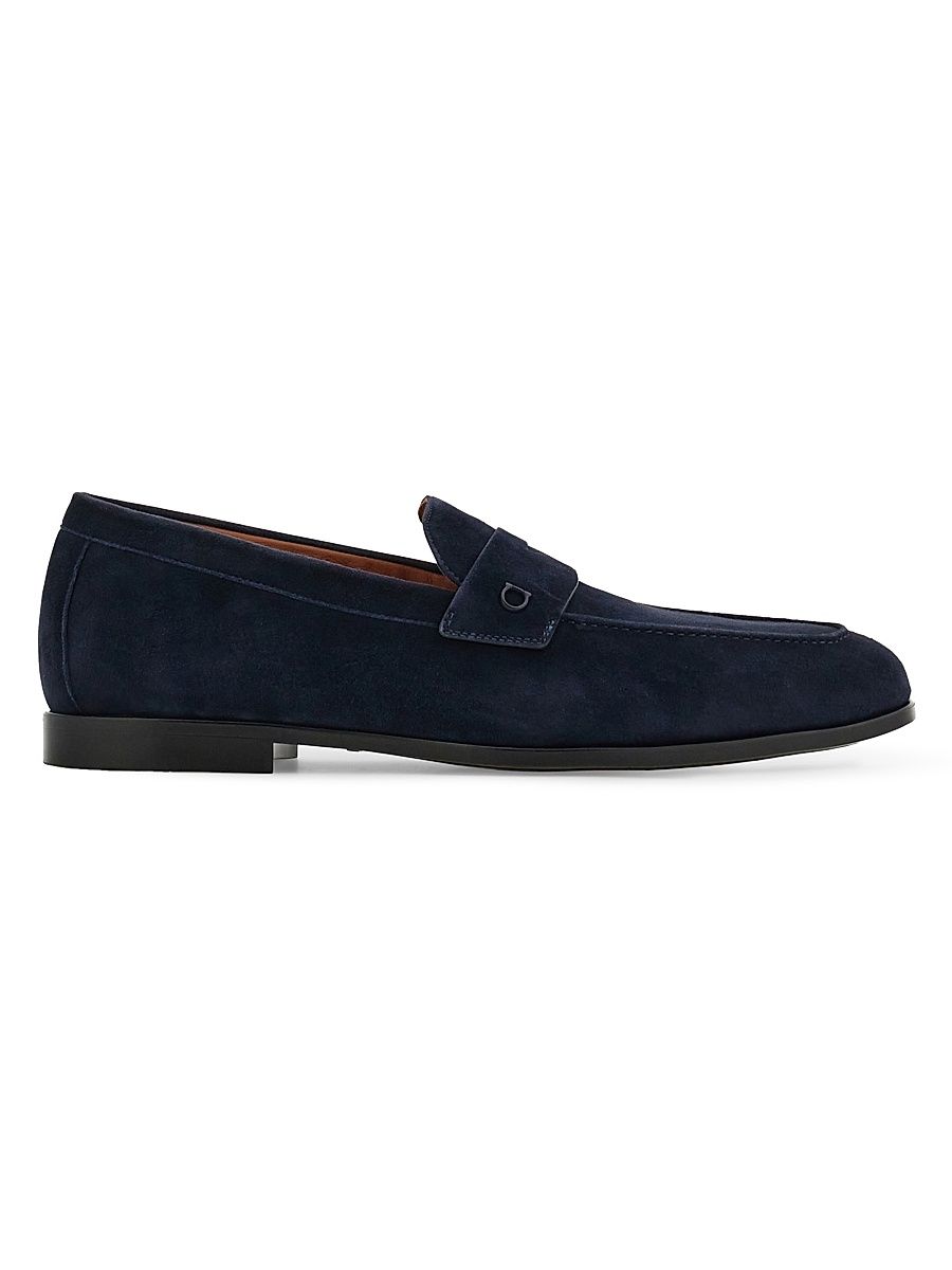 Men's Tiberio Suede Penny Loafers - Navy - Size 12