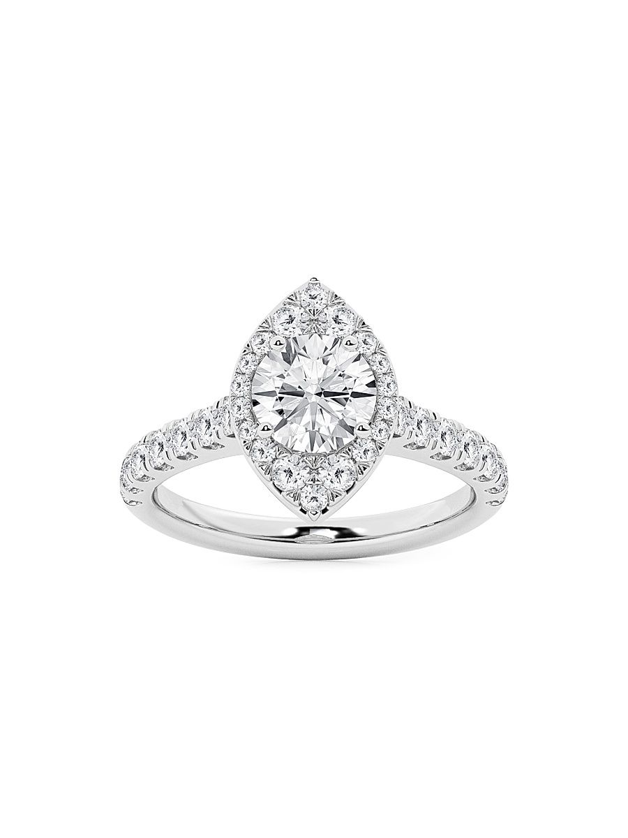 Women's 14K White Gold & 1.75 TCW Lab-Grown Diamond Halo Ring - White Gold - Size 7