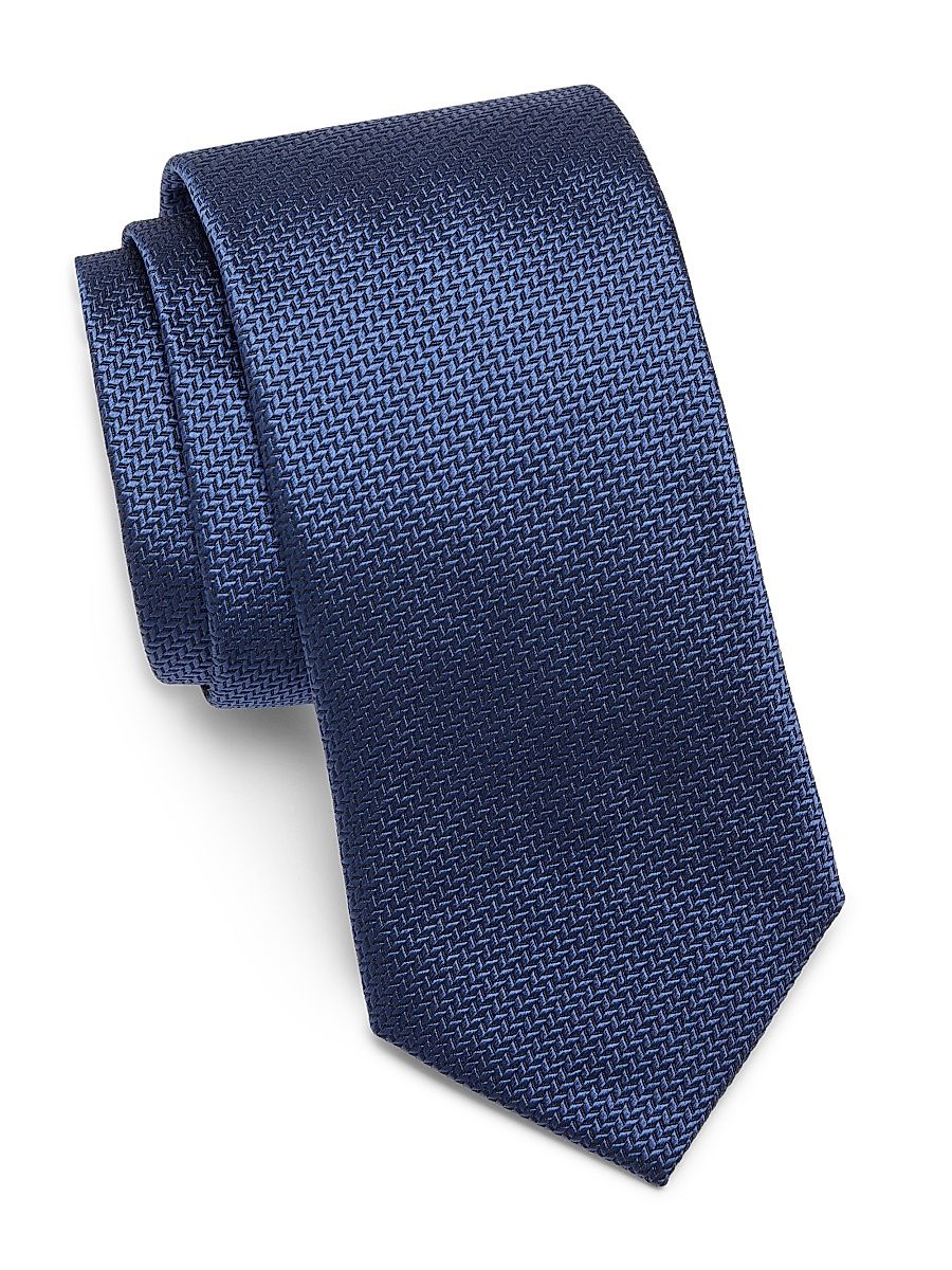 Men's COLLECTION Herringbone Cotton & Silk Tie - Light Blue