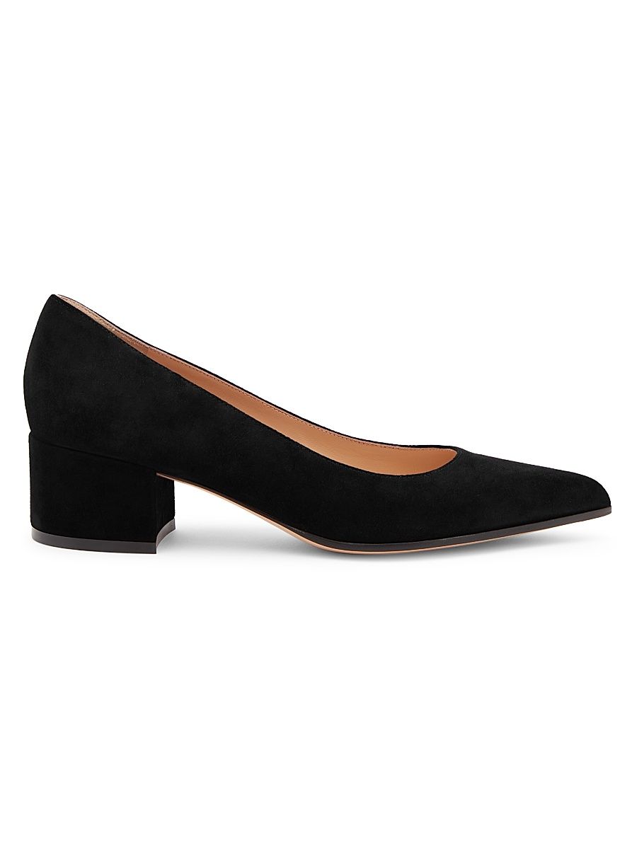 Women's Piper 45MM Suede Block Heel Pumps - Black - Size 11.5