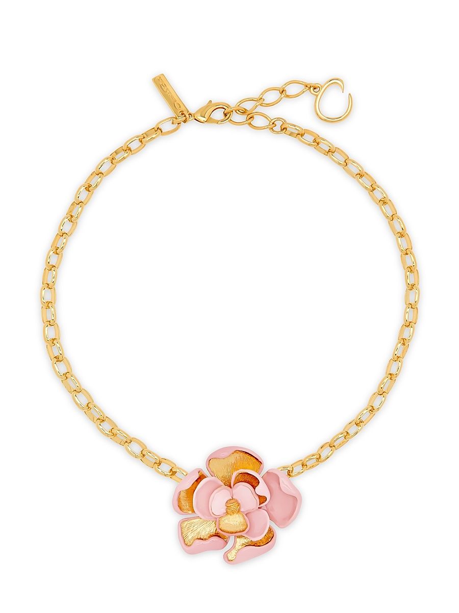 Women's 14K-Gold-Plated & Enamel Flower Pendant Necklace - Rose