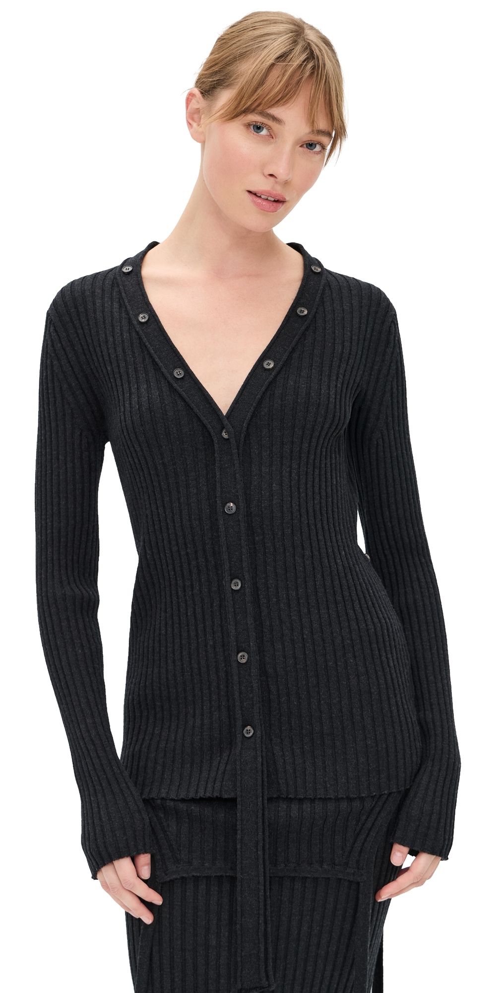 Aisling Camps Convertible Cardigan Charcoal Melange M