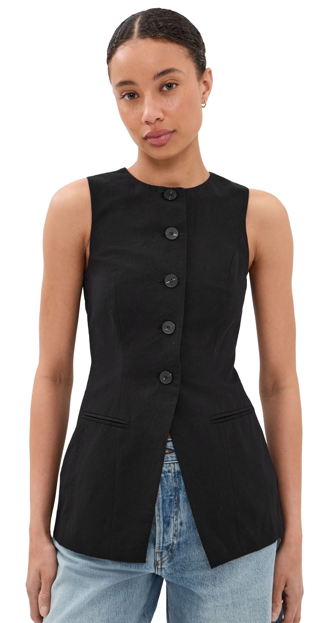 ALIGNE Leo Linen Mix Waistcoat Black 6