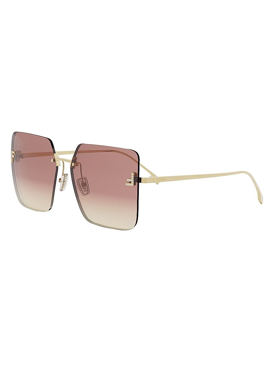 Women's Fendi First Crystal 59MM Oversized Sunglasses - Gradient Rose Gold