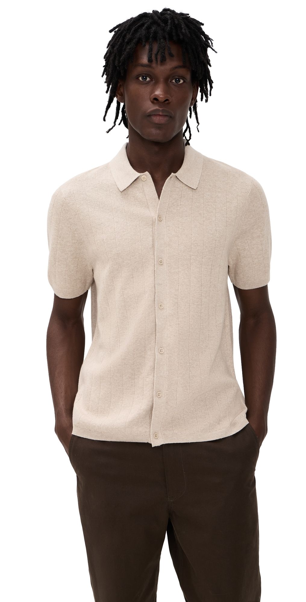 Reigning Champ Knit Piazza Shirt Heather Oatmeal XL