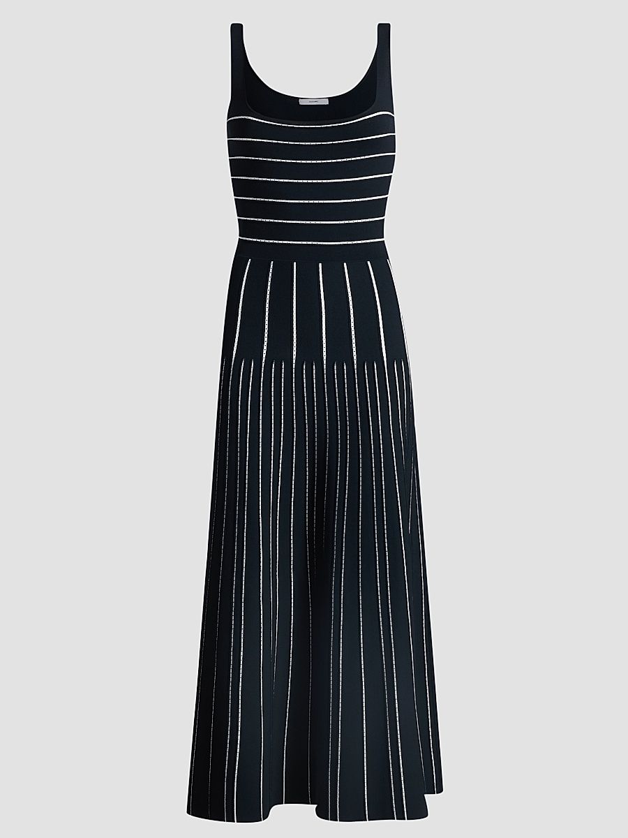 Women's Gemma Compact Jacqaurd Midi Dress - Navy - Size XS