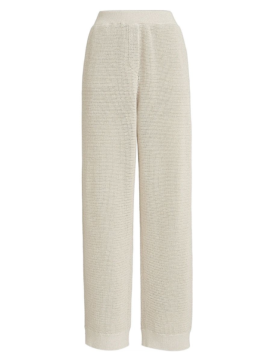 Women's Cotton Sparkling Net Knit Trousers - Oat - Size XXS