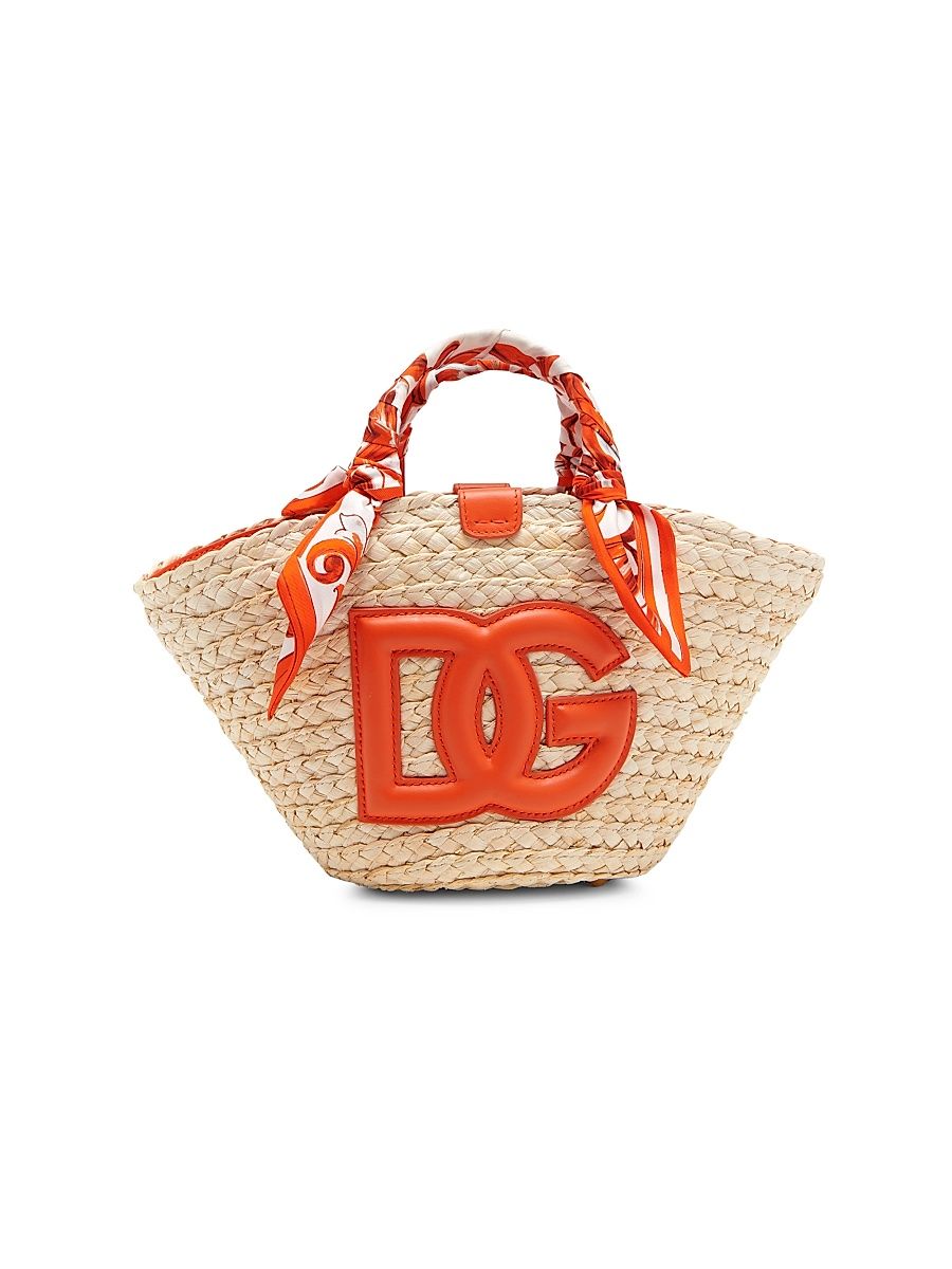 Women's Majolica Arancio-Print Straw Bucket Bag - Maiolica Orange