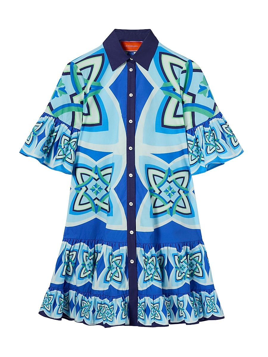 Women's Choux Dress - Lakshmi Placed Blue - Size Large
