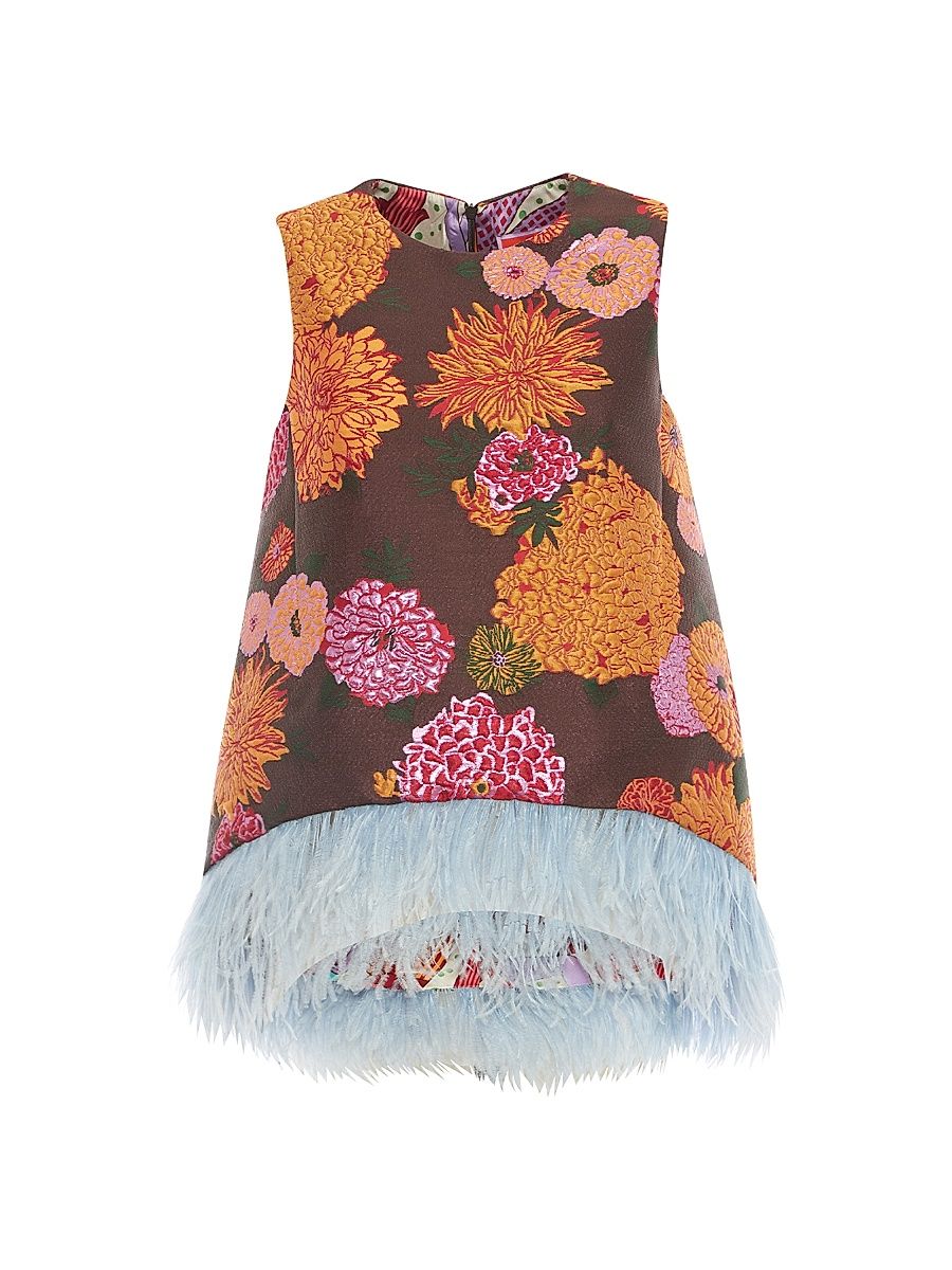 Women's La Scala Top with Feathers - Jacquard Chocolate - Size XS