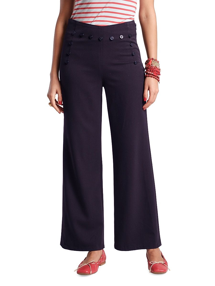 Women's Sailor Lace-Up Back Pants - Navy - Size 12