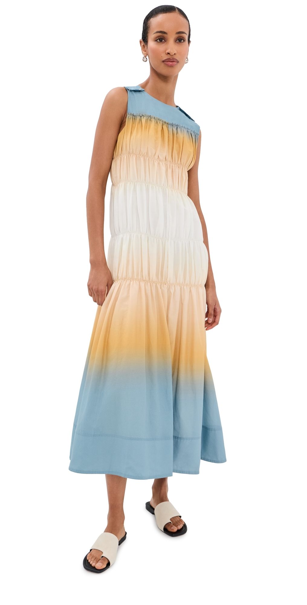 3.1 Phillip Lim Ombre Voile Gathered Maxi Dress Storm Canyon Multi 12