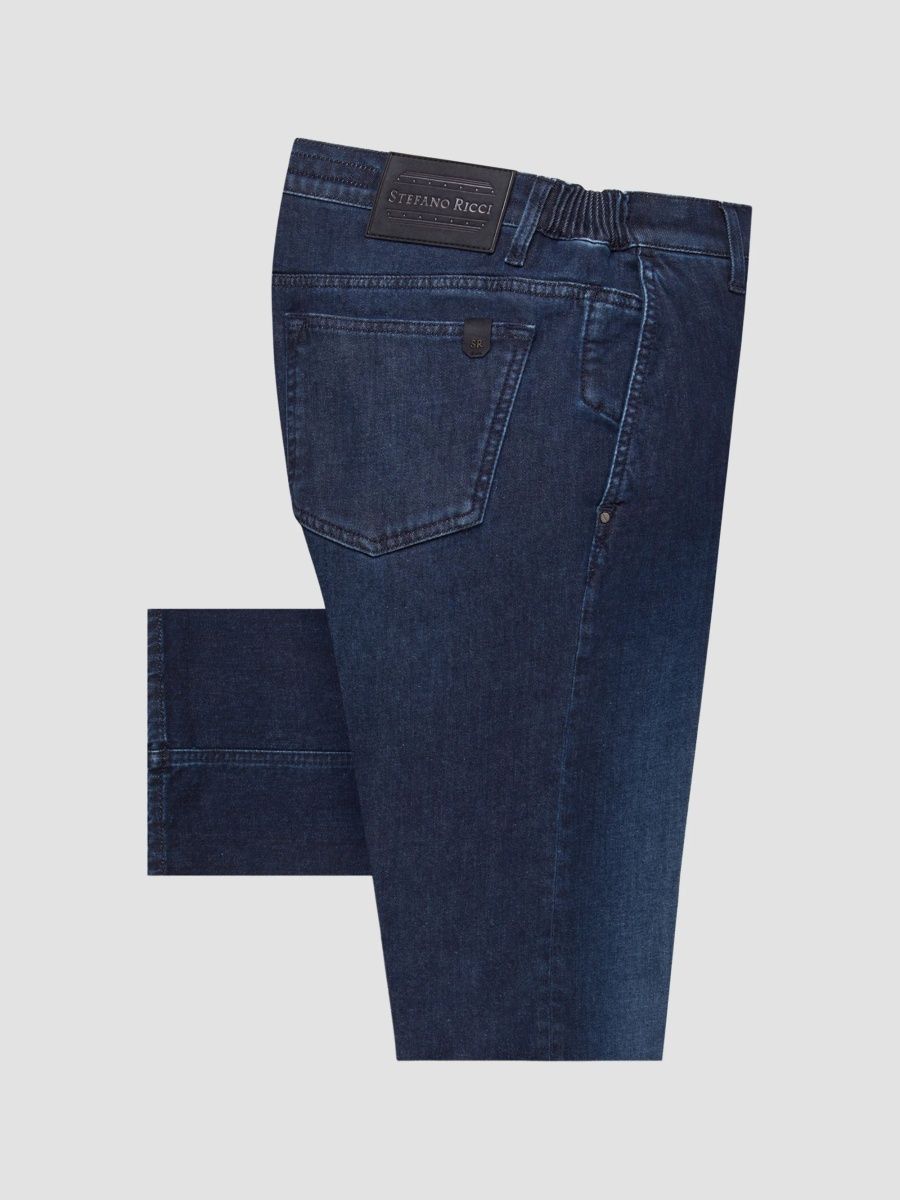 Stefano Ricci Men's Cotton and Cashmere Blend Tapered Jeans - Dark Blue - Size 32