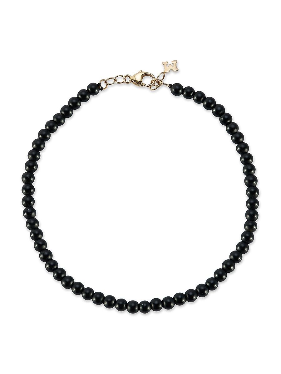Men's 14K Yellow Gold & Onyx Bracelet - Black