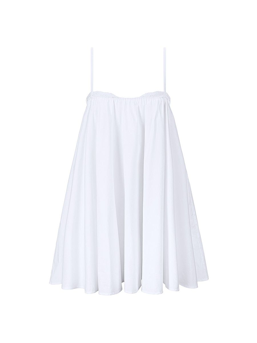 Women's Cecily Stretch-Cotton Babydoll Minidress - White - Size Large