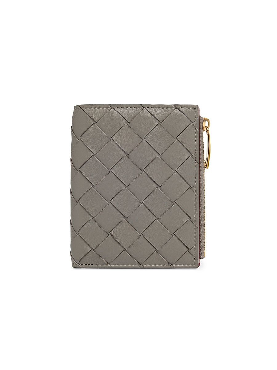 Women's Intrecciato Leather Bifold Wallet - Lava