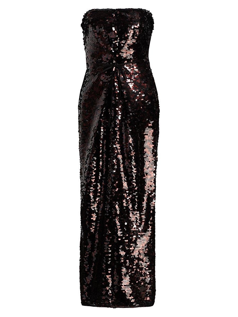 Women's Cece Sequined Strapless Sheath Cocktail Dress - Espresso Black - Size 14