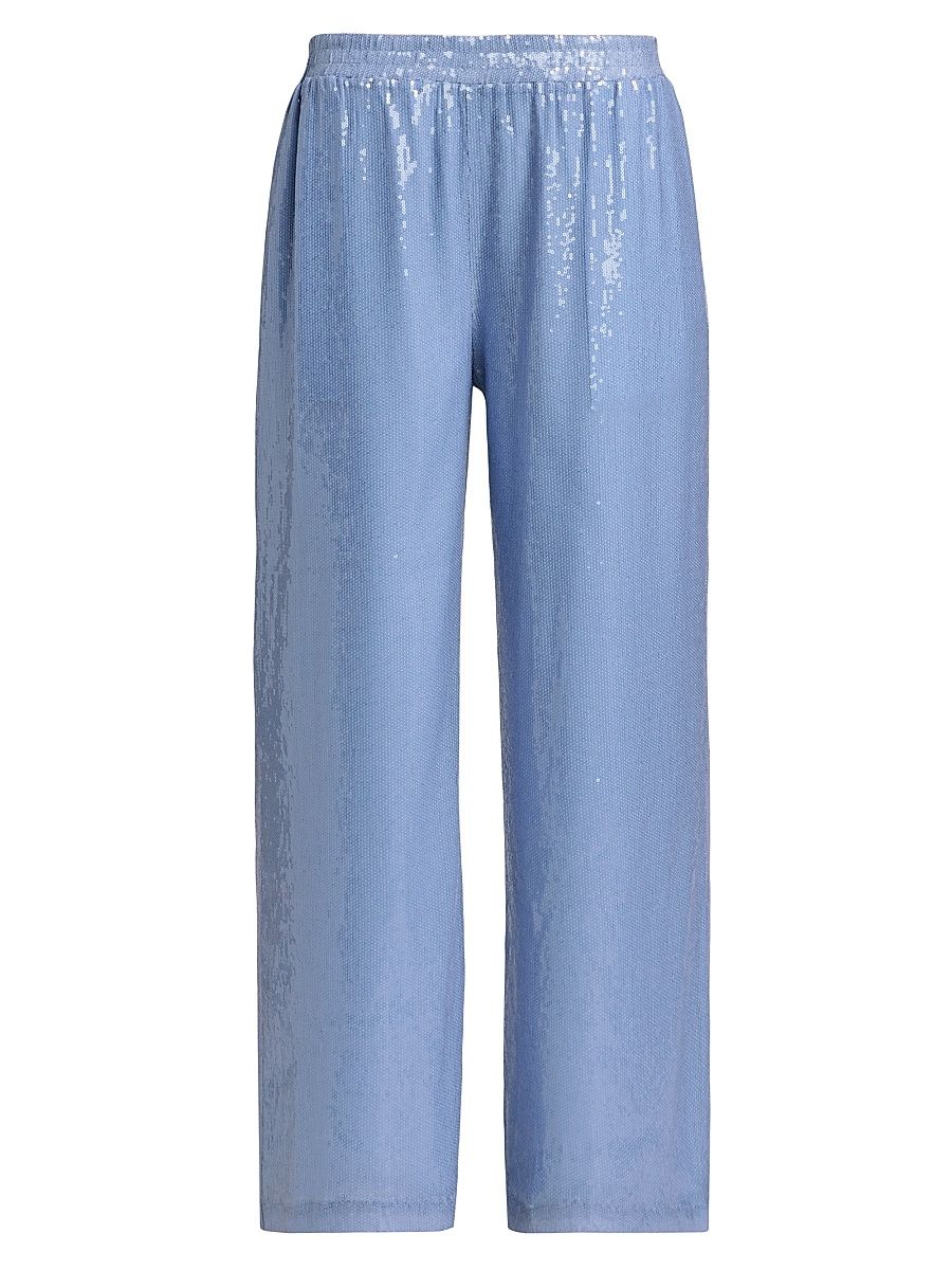 Women's Talia Sequined Wide-Leg Pants - Opal - Size Large