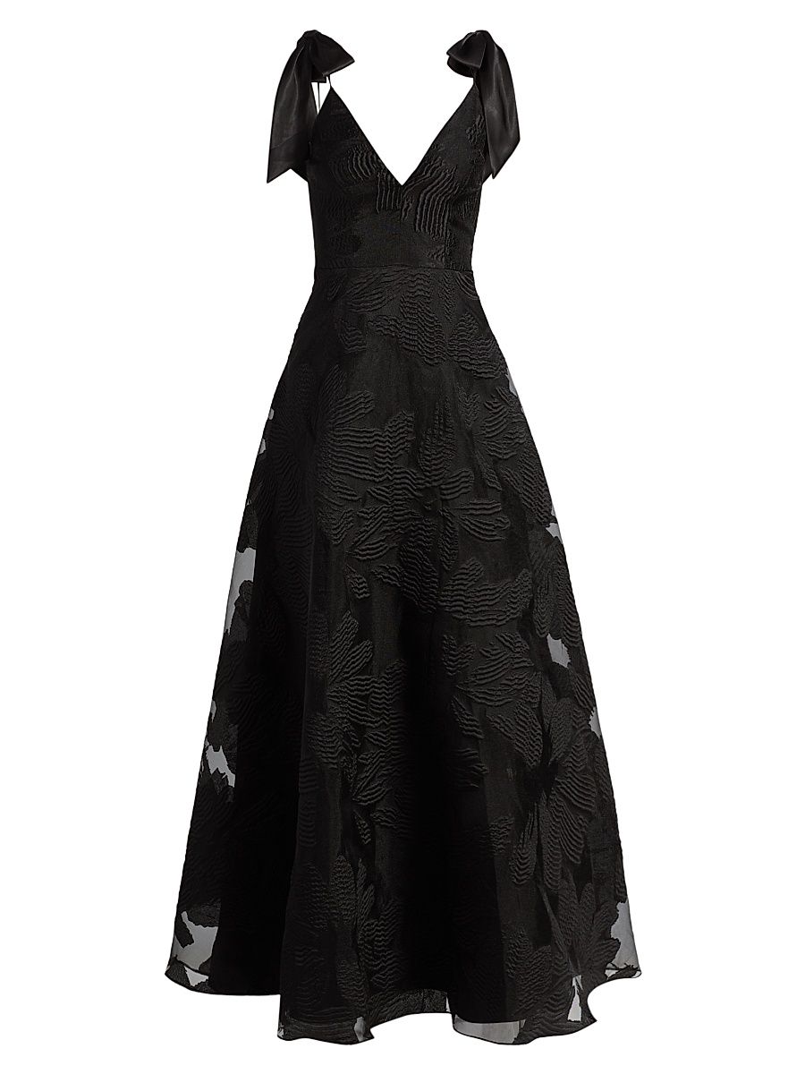 Women's Strapless Jacquard Gown - Black - Size Large